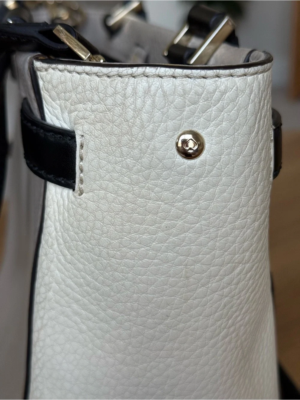 Kate Spade Houston Street Grey Taupe White Two Tone Satchel Handbag